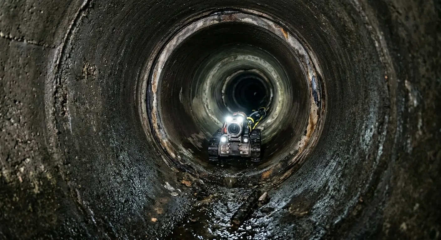 Robotic sewer camera inspecting pipe interior for Drain Snake Service in Bismarck
